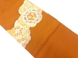 リサイクル　すくい織道長取りに花・葡萄唐草模様織出し袋帯